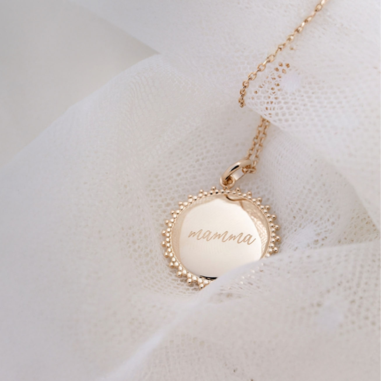 Medaglia sole mamma placcato oro