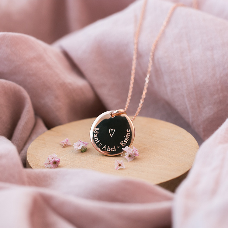  Collana personalizzata 3 nomi oro rosa
