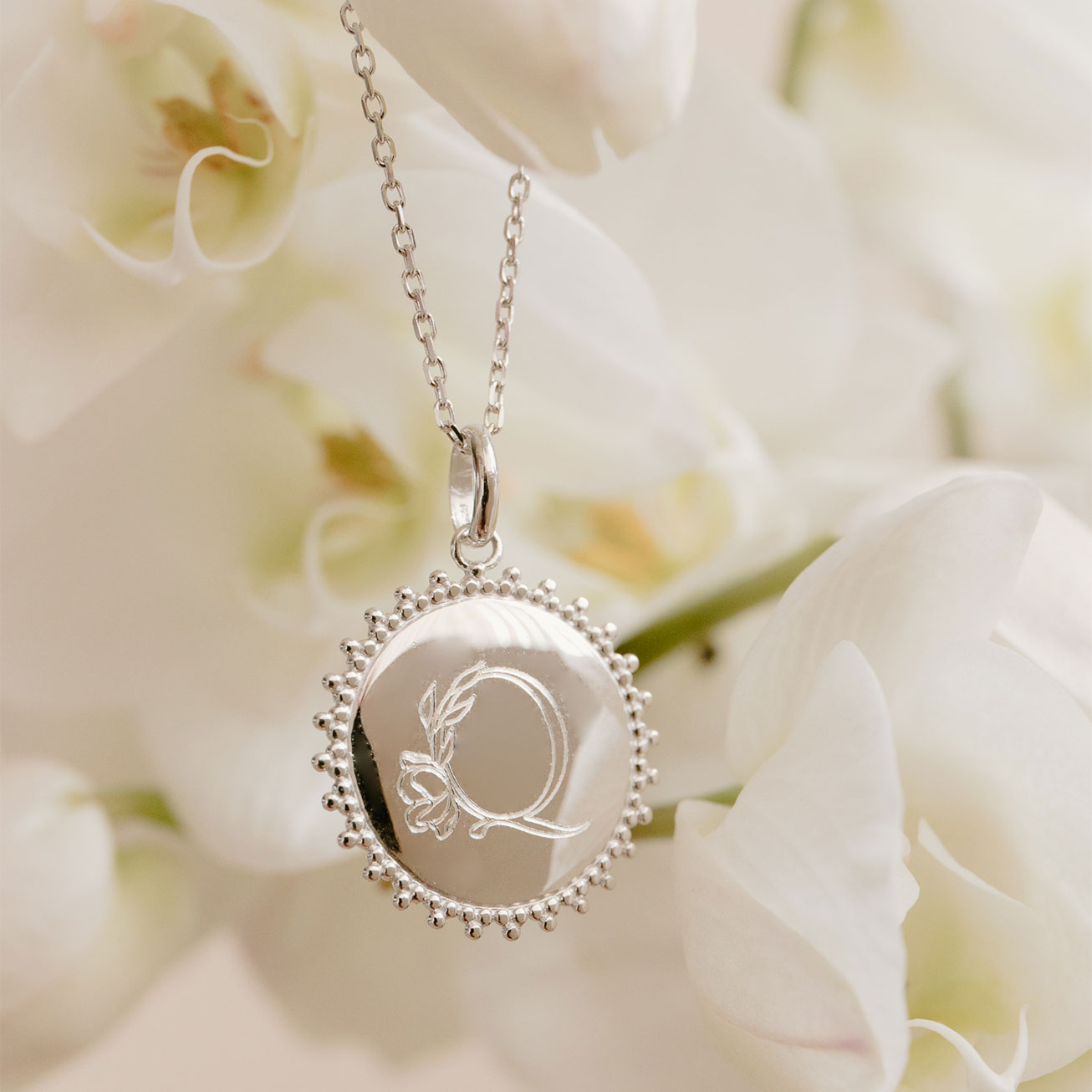 Collana personalizzata sole floreale argento