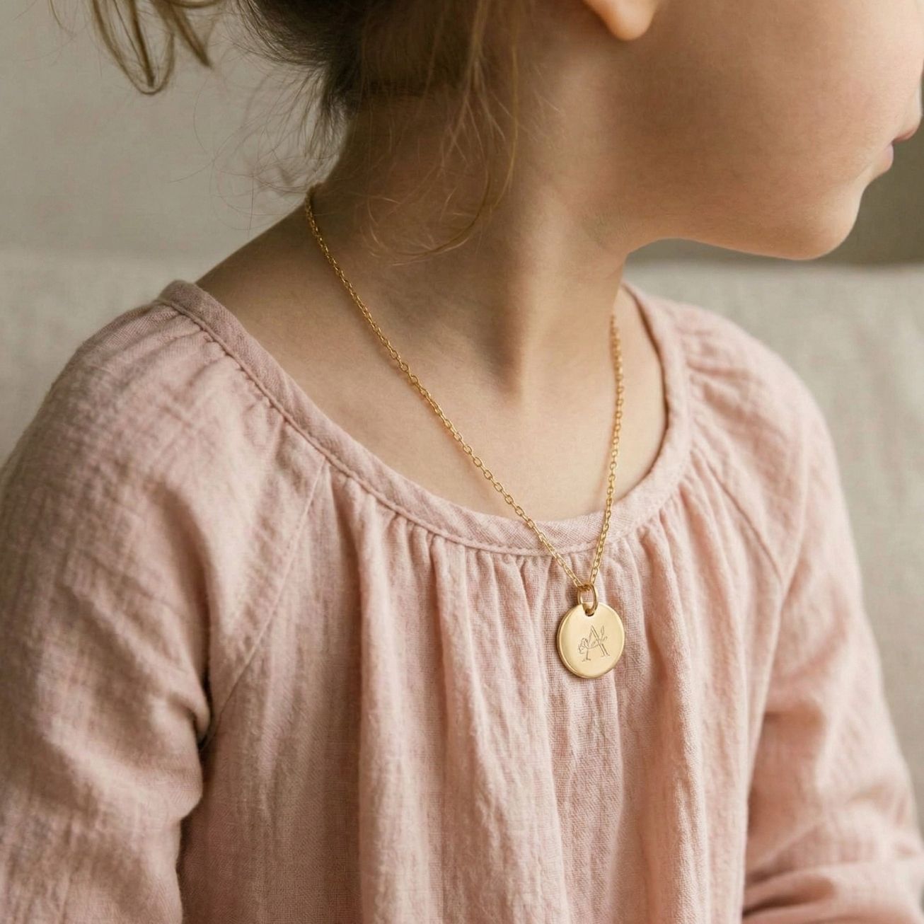 Medaglietta battesimo personalizzata iniziale flor