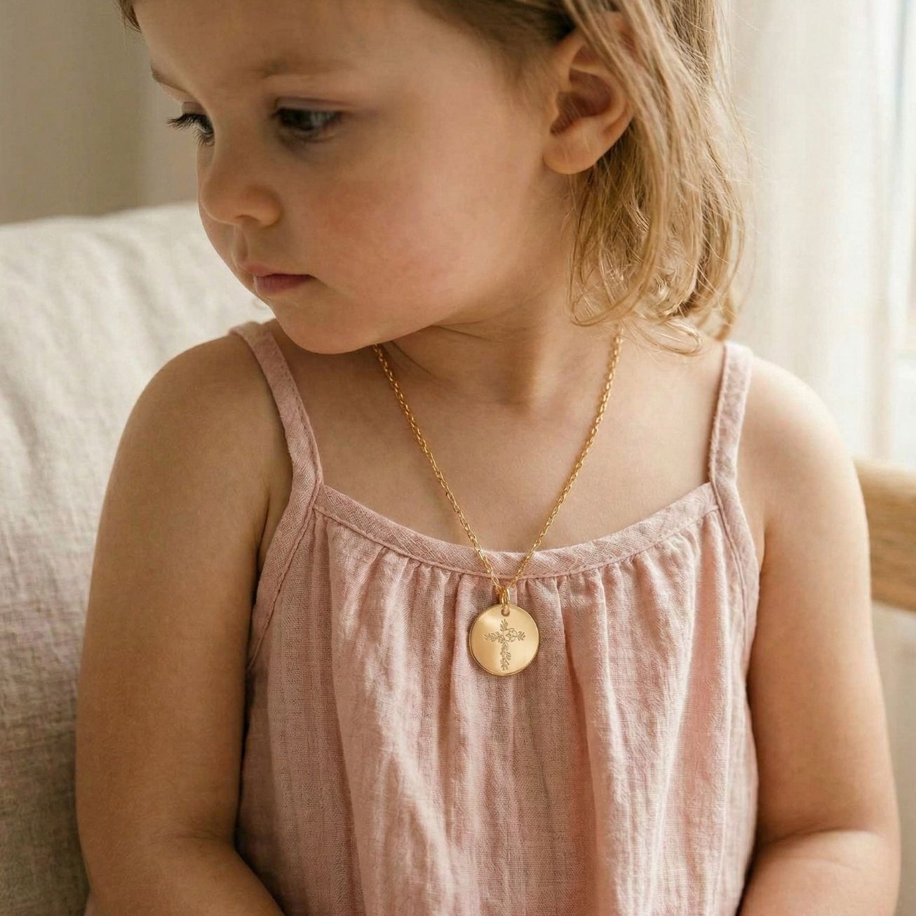 Collana battesimo croce fiorita