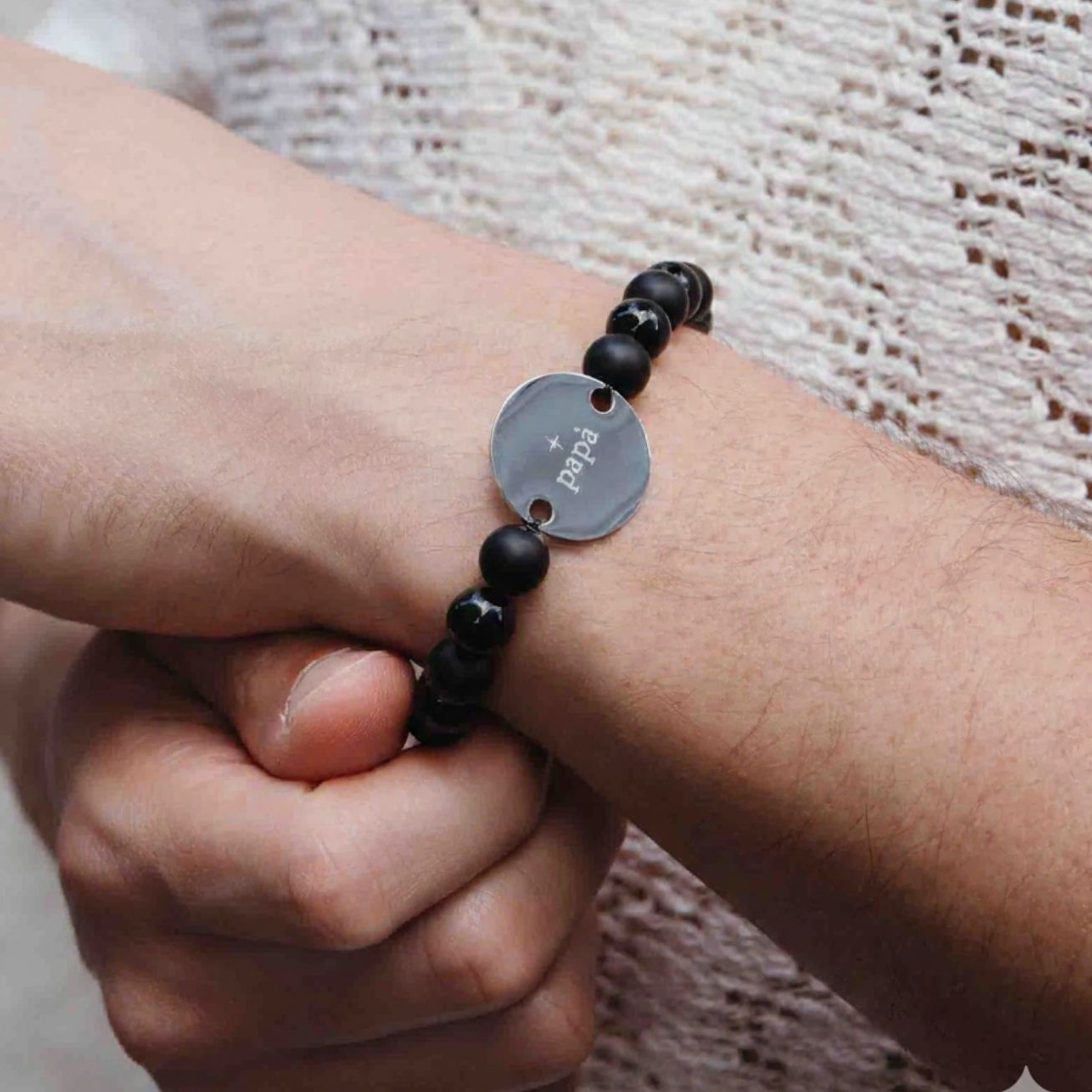 Bracciale papà personalizzato e pietre