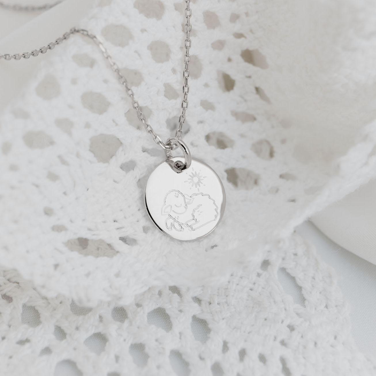 Collana battesimo agnello argento