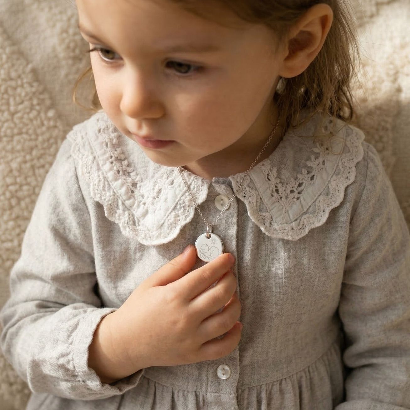 Collana battesimo agnello argento