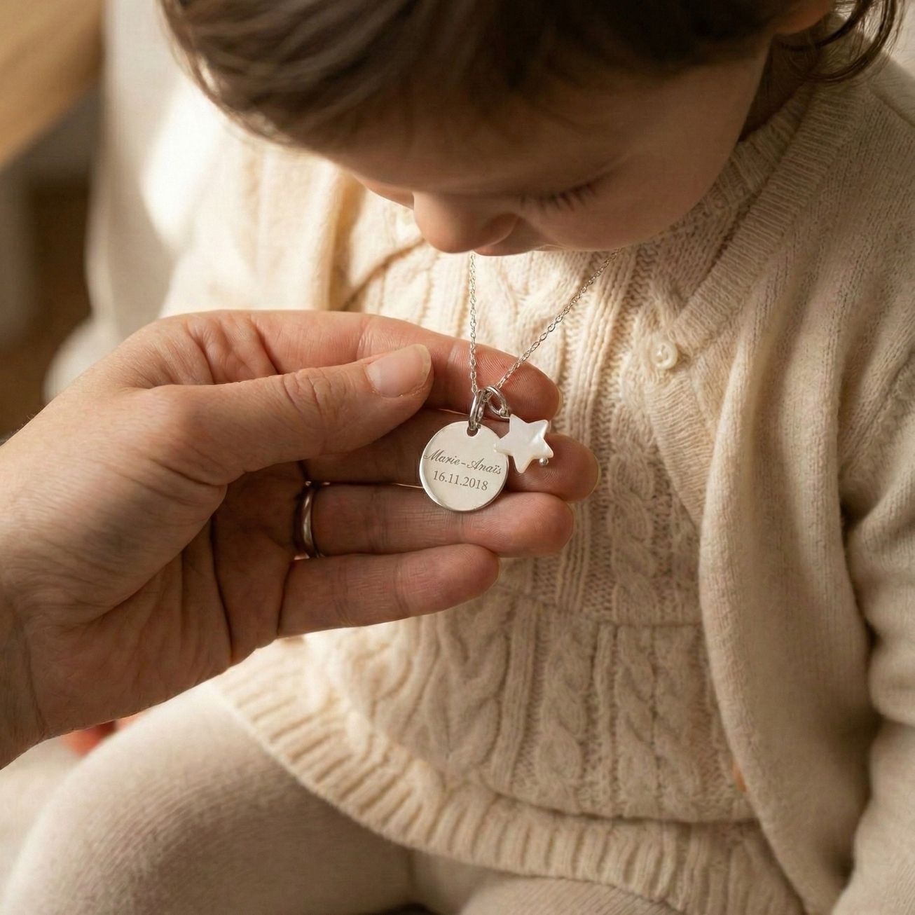 Collana battesimo personalizzata stella madreperla