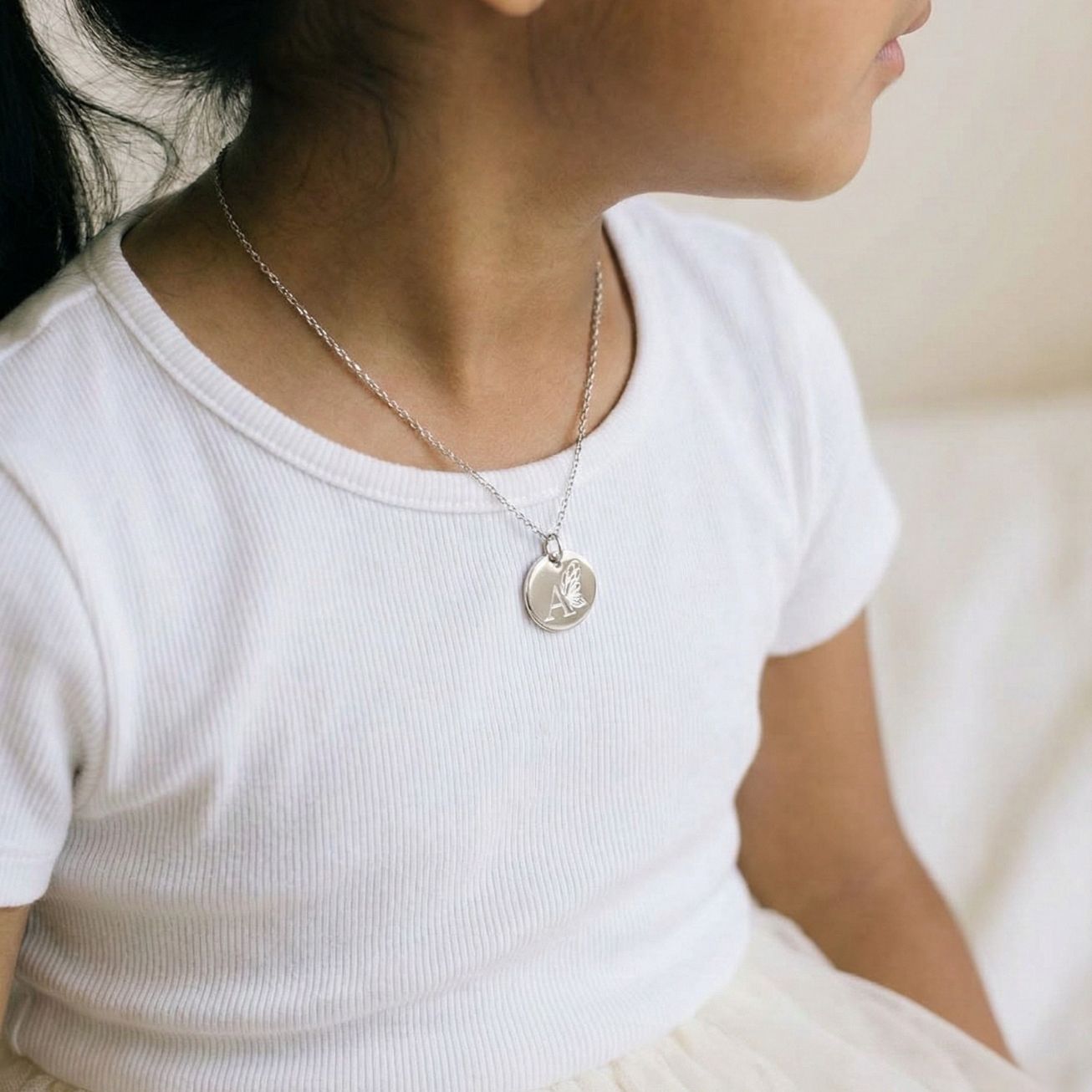 Collana battesimo personalizzata iniziale farfalla