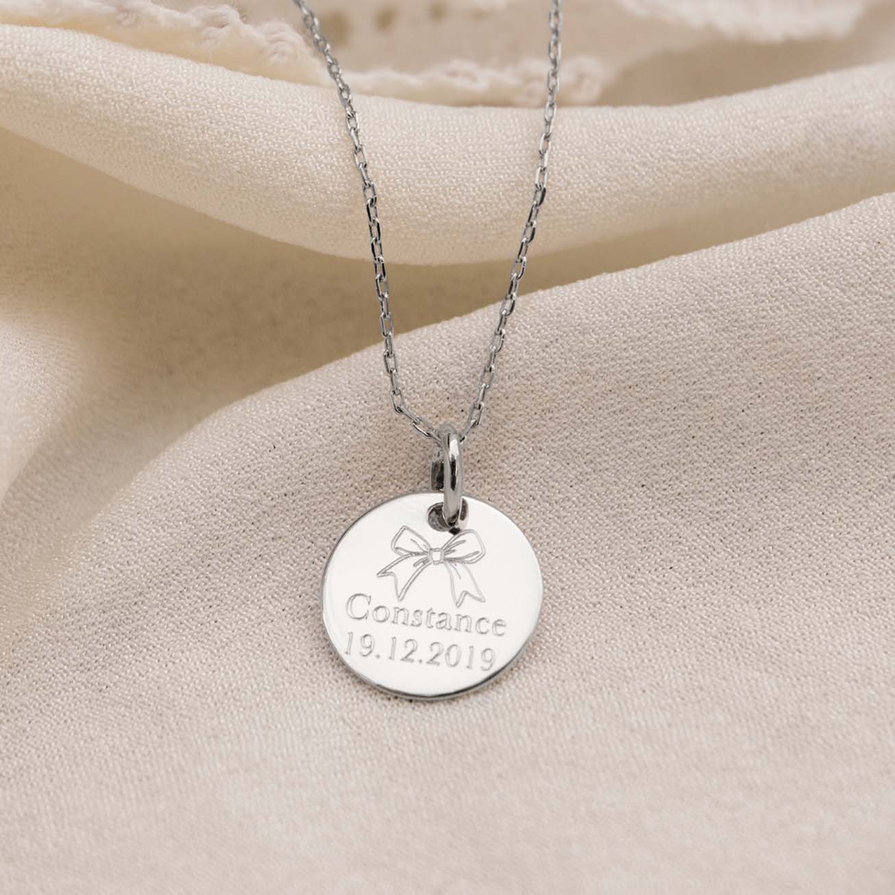 Collana battesimo fiocco argento 925 personalizzab