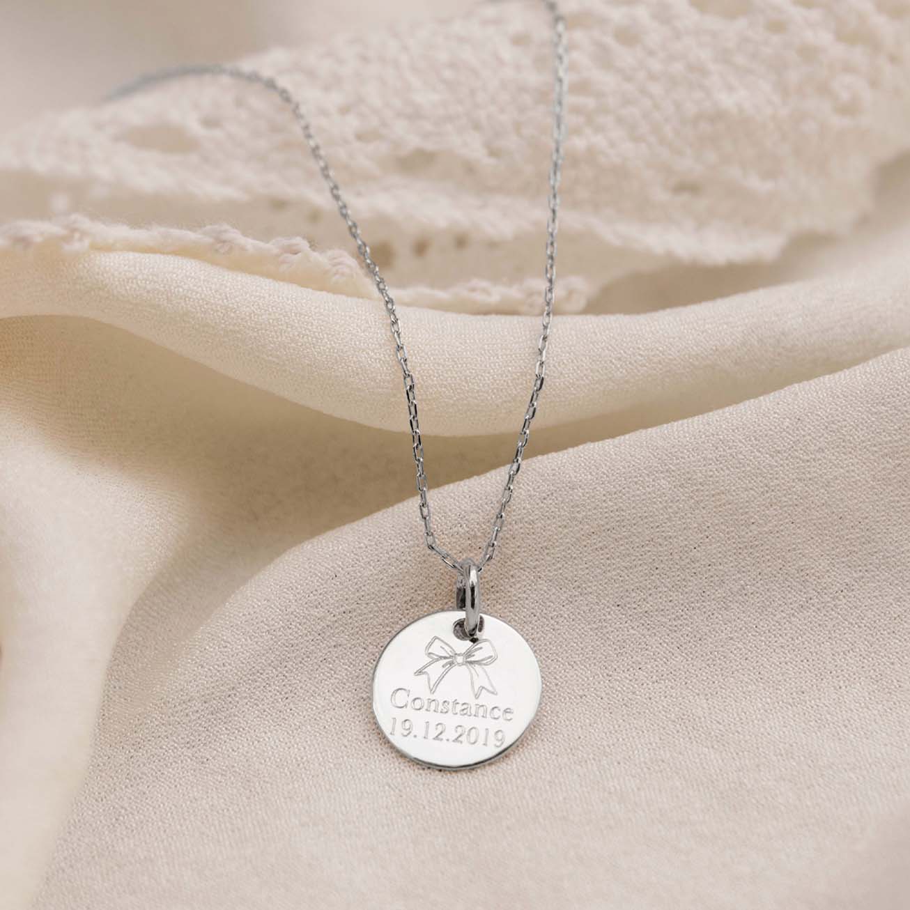 Collana battesimo fiocco argento 925 personalizzab