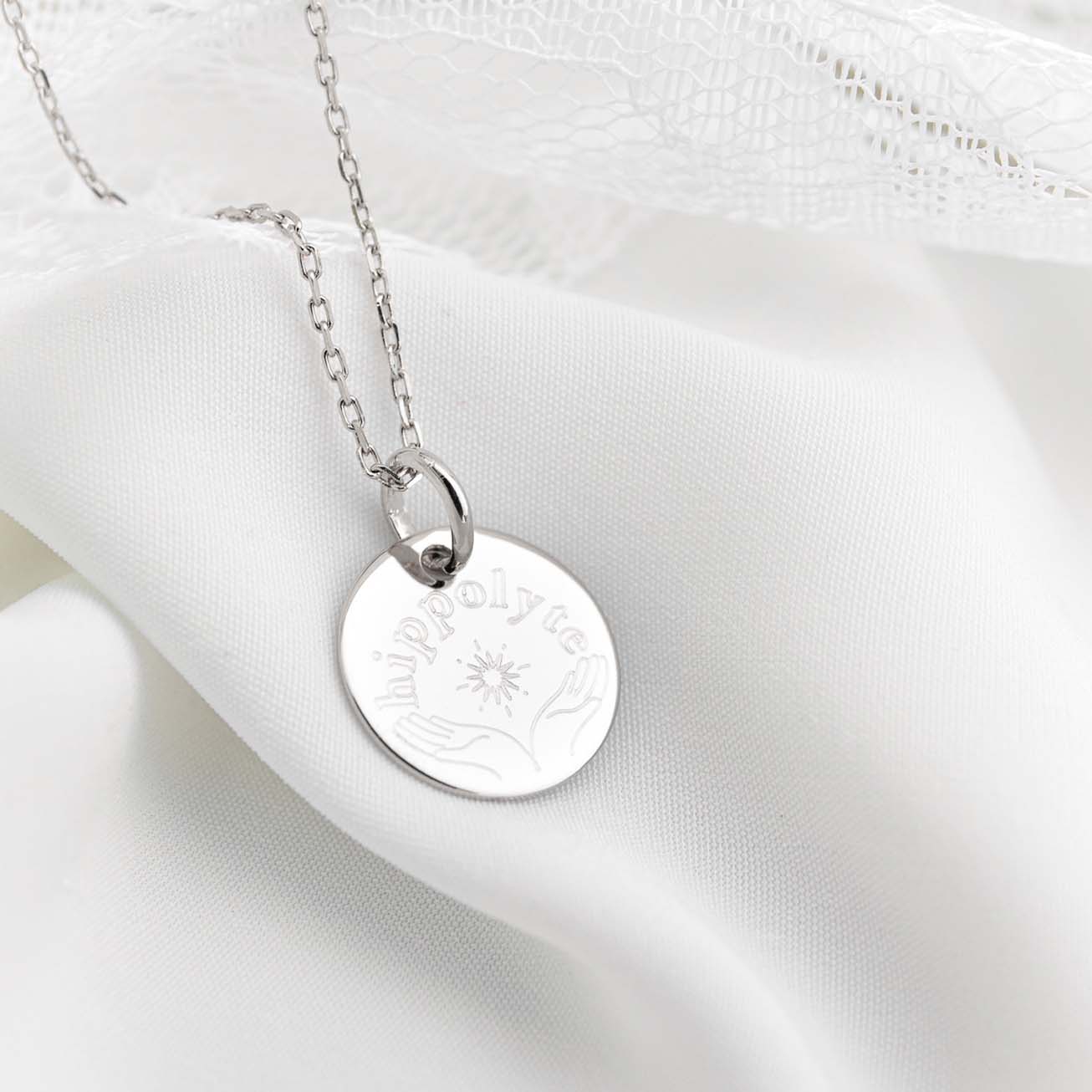 Collana battesimo nome mani aperte argento 925