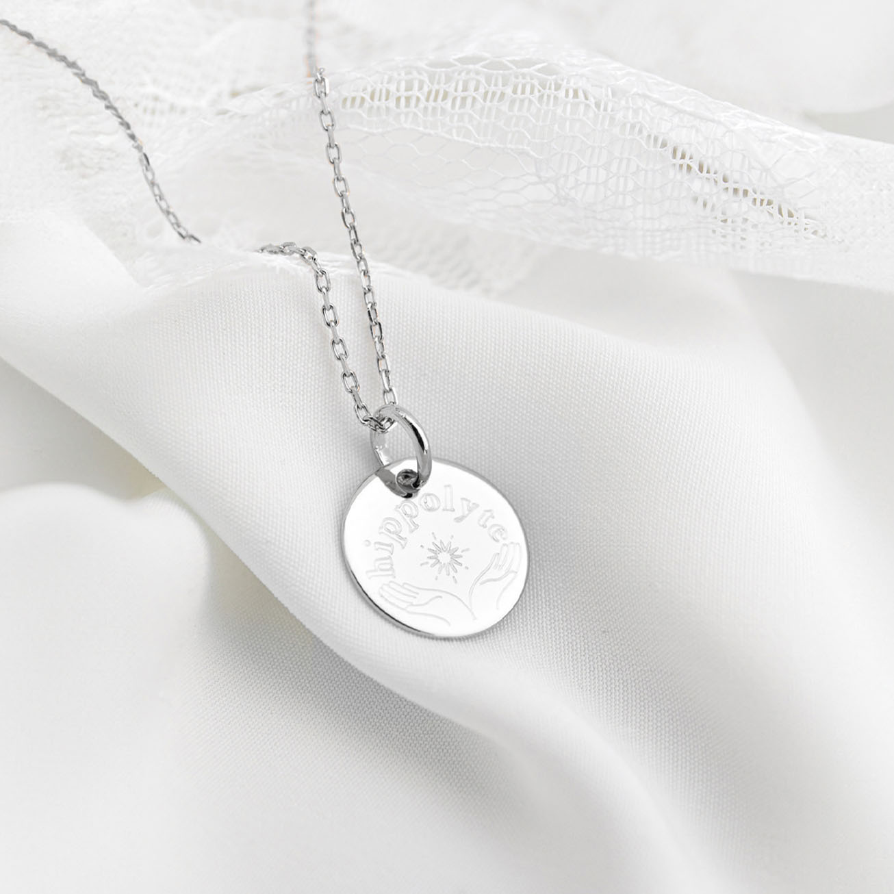 Collana battesimo nome mani aperte argento 925