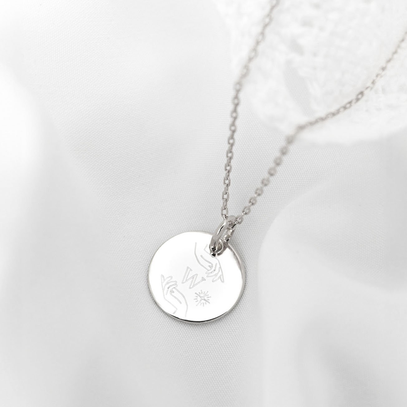 Collana battesimo Mani iniziali argento 925