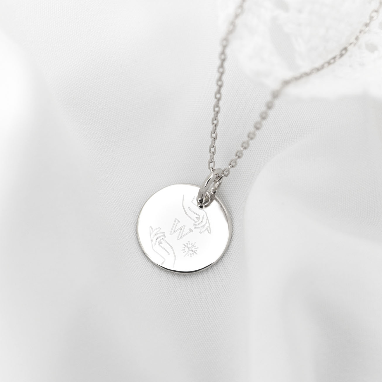 Collana battesimo Mani iniziali argento 925