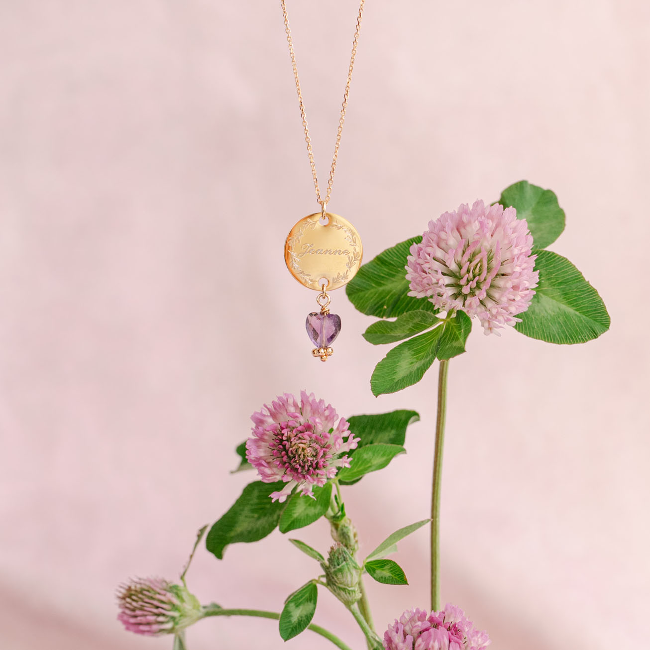 Collana personalizzata ametista cuore pietra di na