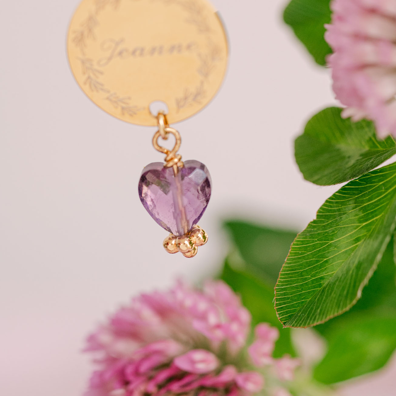 Collana personalizzata ametista cuore pietra di na