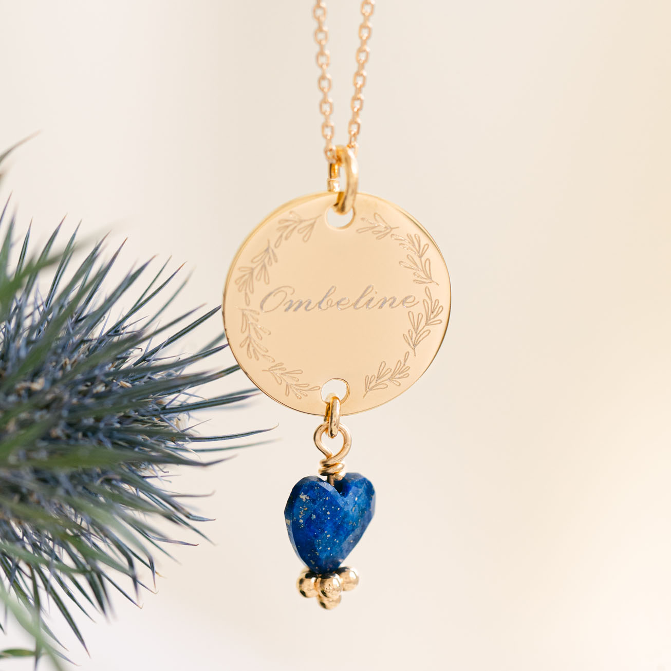 Collana personalizzata nome cuore lapislazzuli nas