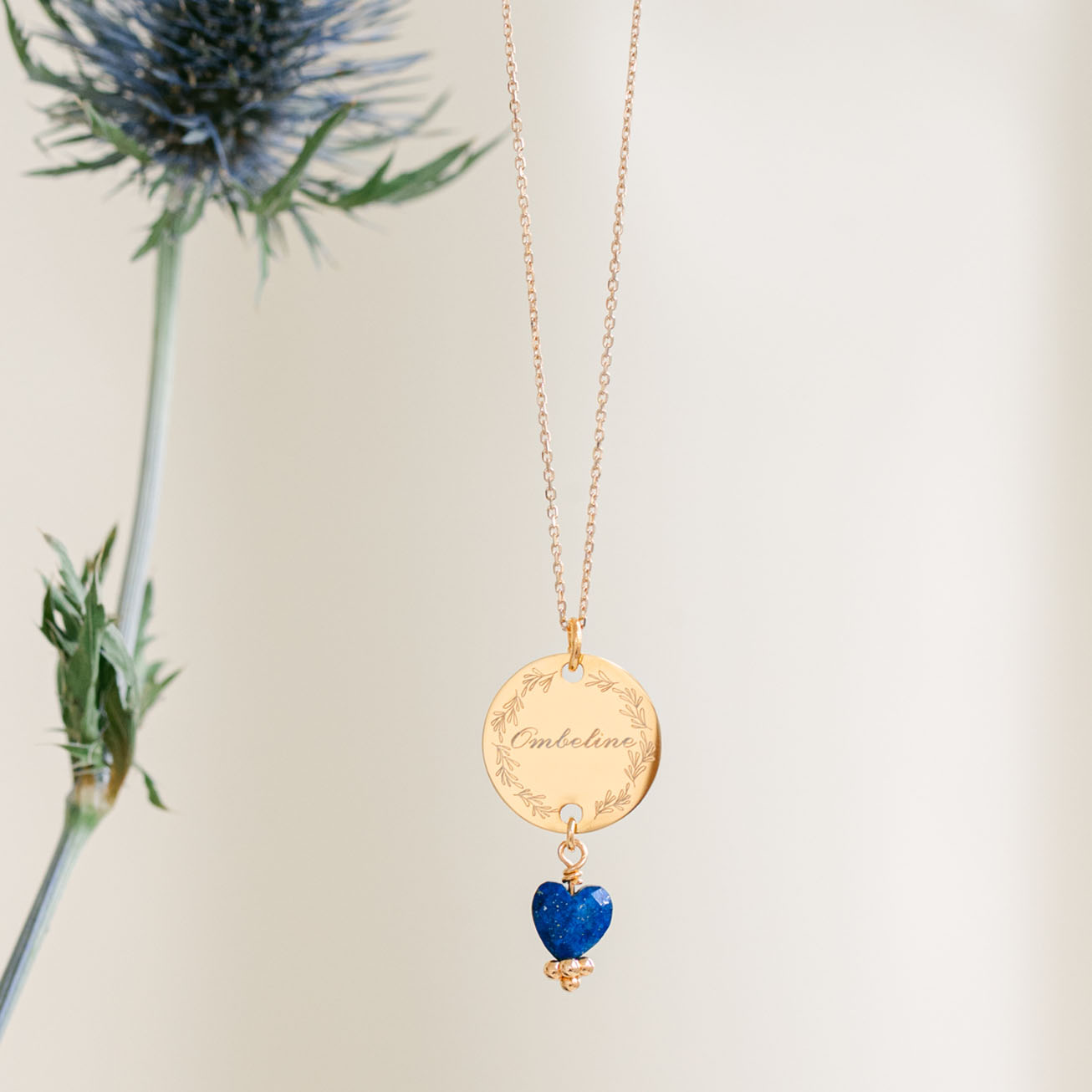 Collana personalizzata nome cuore lapislazzuli nas