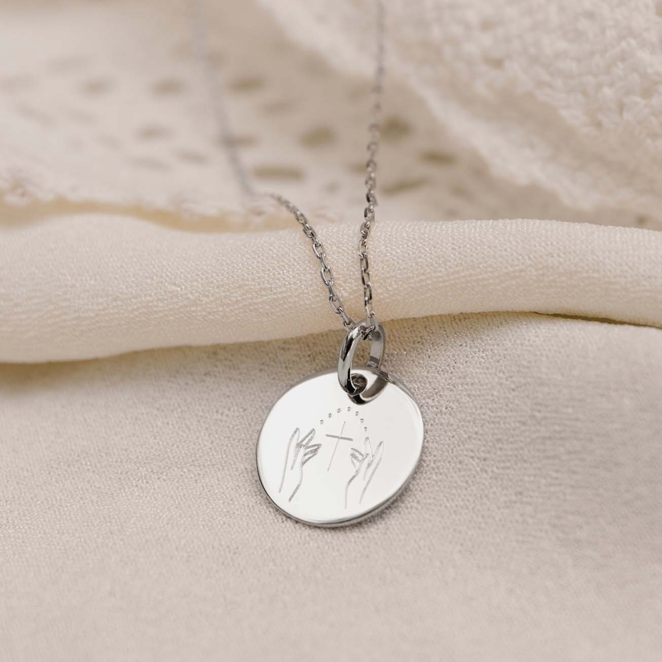 Collana battesimo mani stellate argento 925