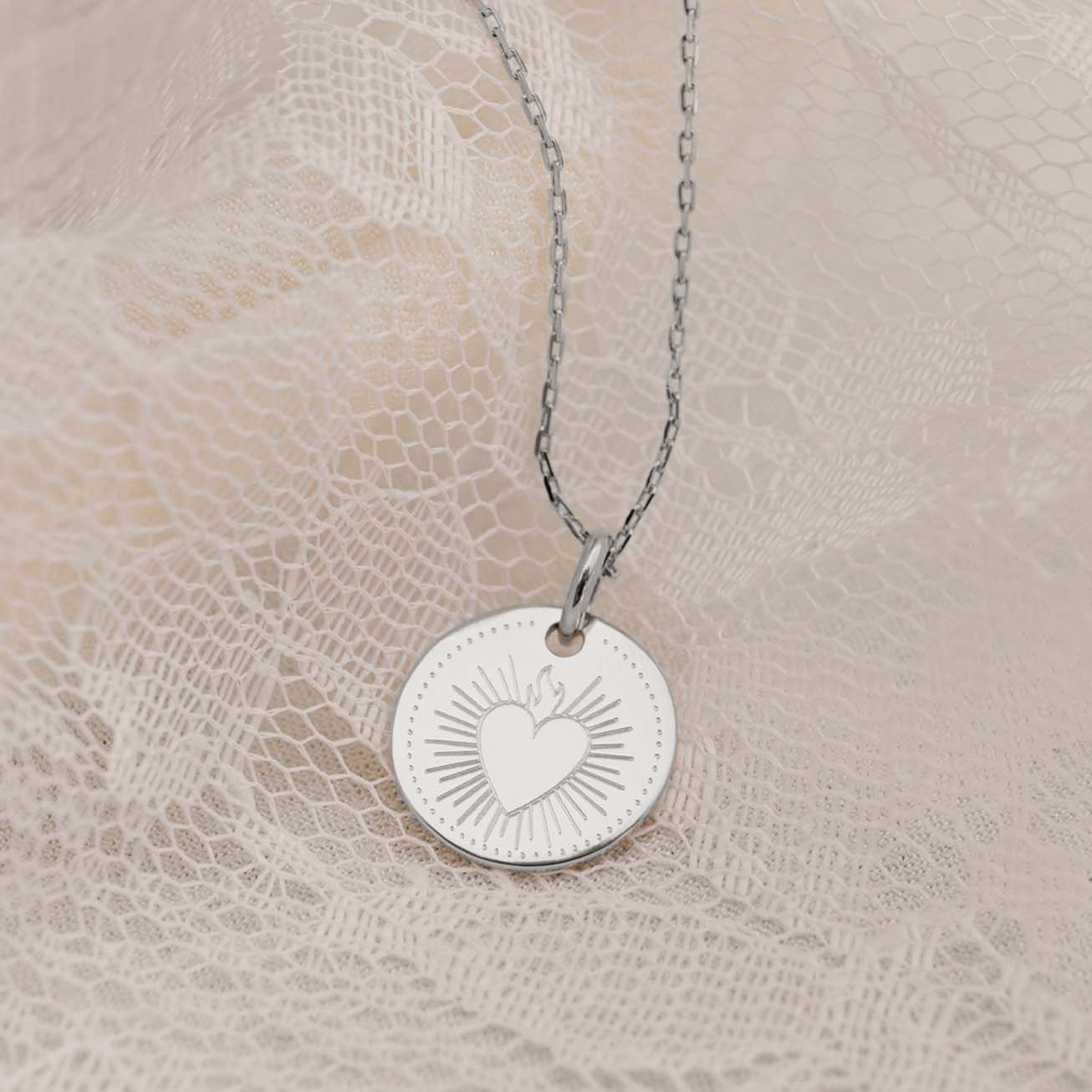 Collana battesimo personalizzata cuore fiammeggian
