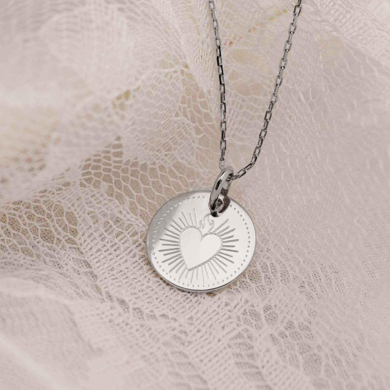 Collana battesimo personalizzata cuore fiammeggian