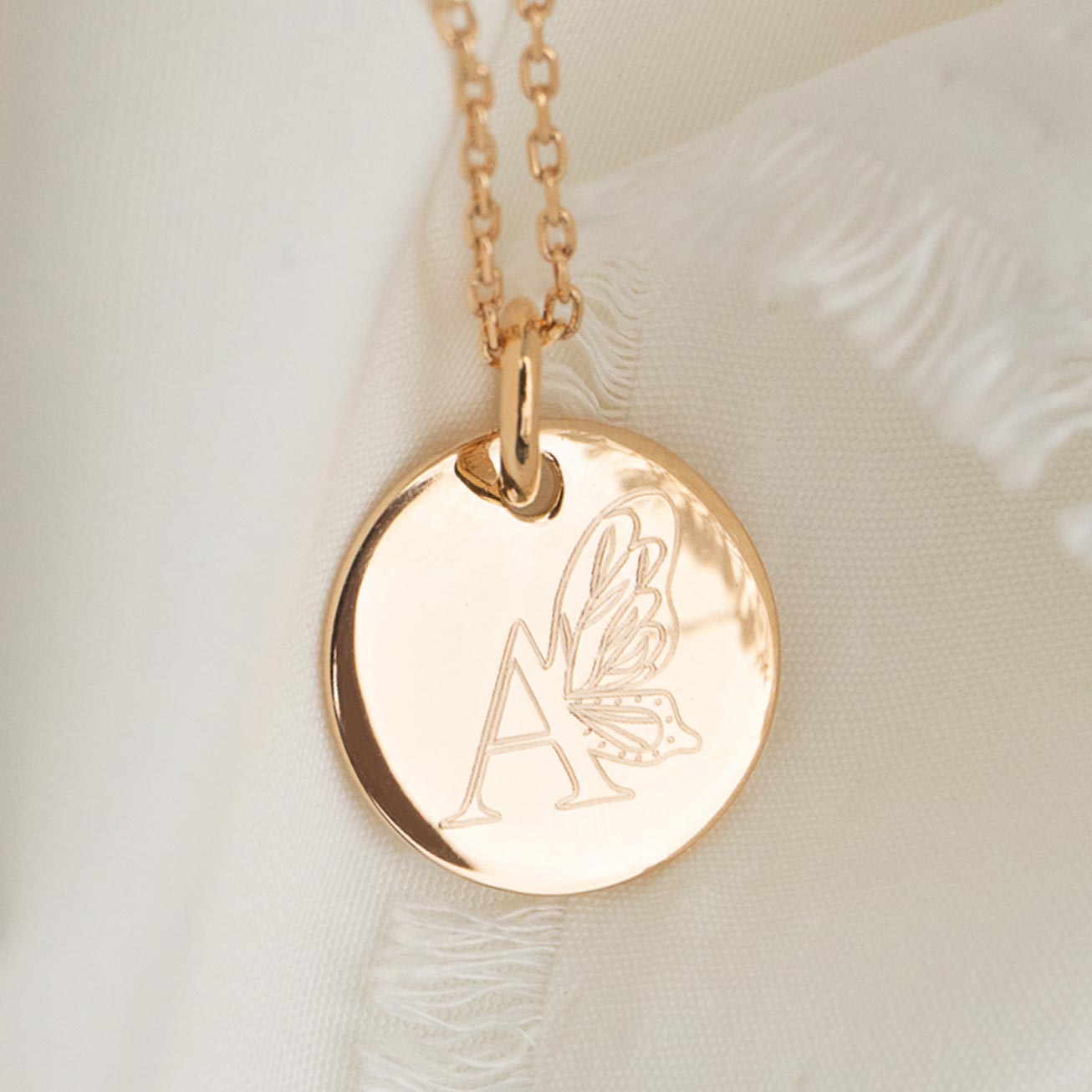 Collana bambina iniziale farfalla oro giallo