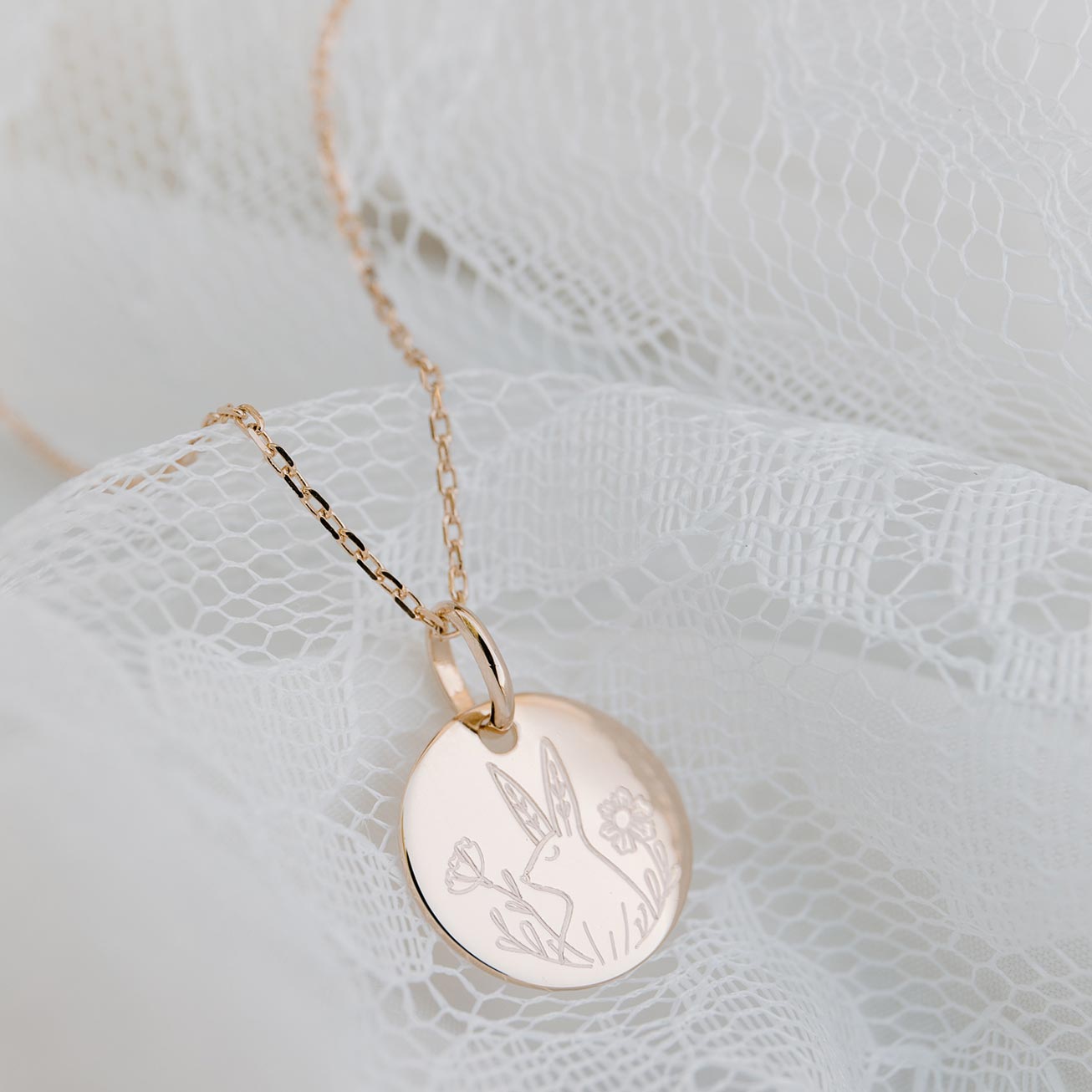 Collana bambina personalizzata coniglio oro giallo