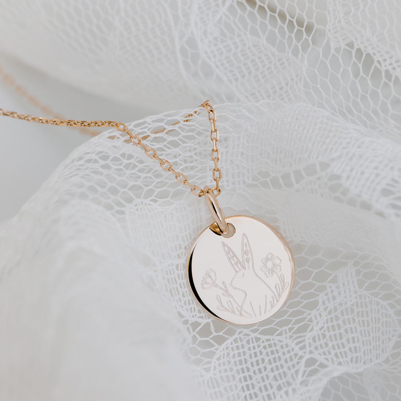 Collana bambina personalizzata coniglio oro giallo