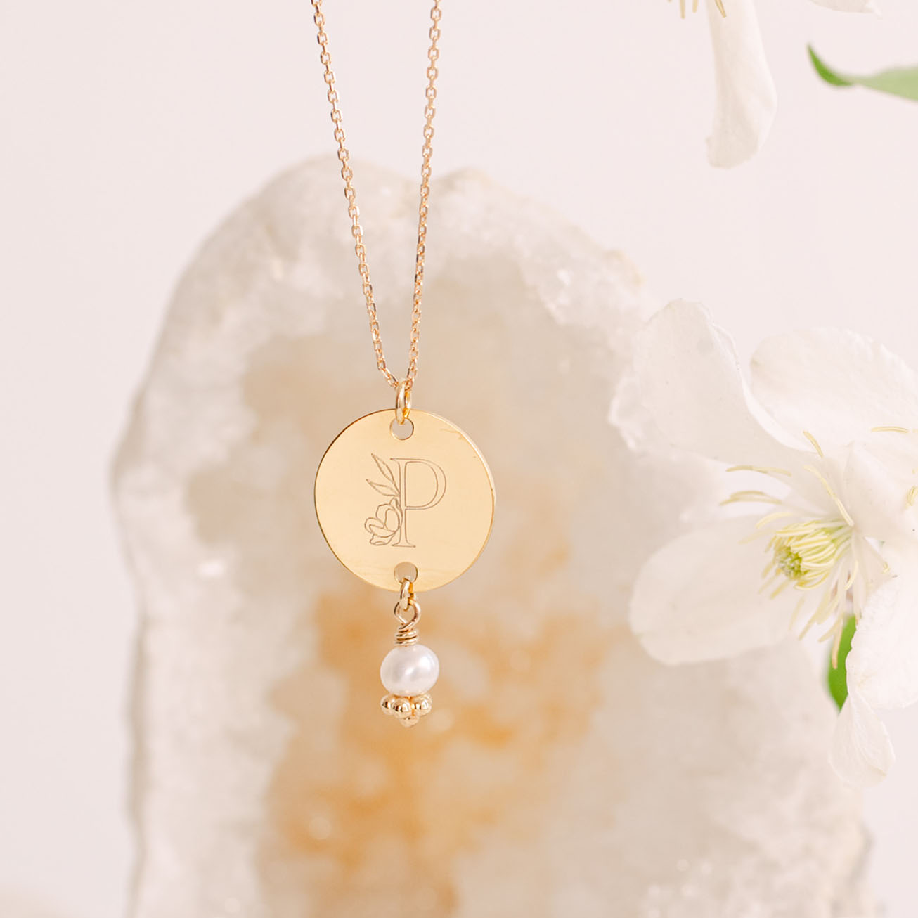Ciondolo perla personalizzato oro giallo