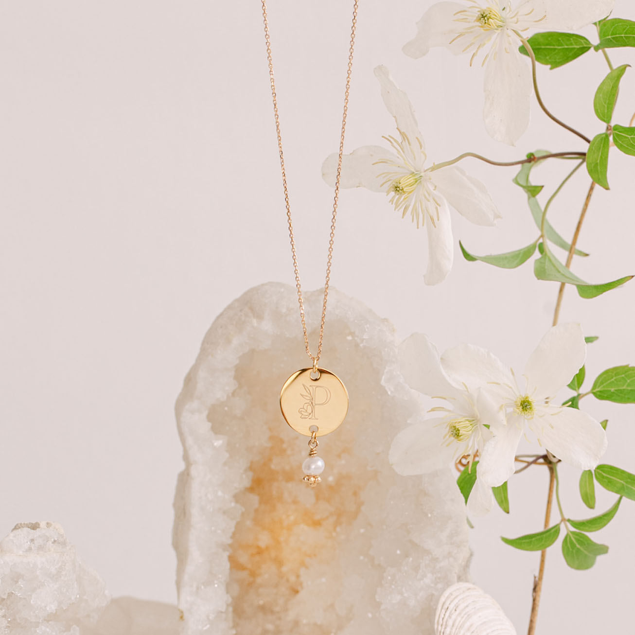Ciondolo perla personalizzato oro giallo