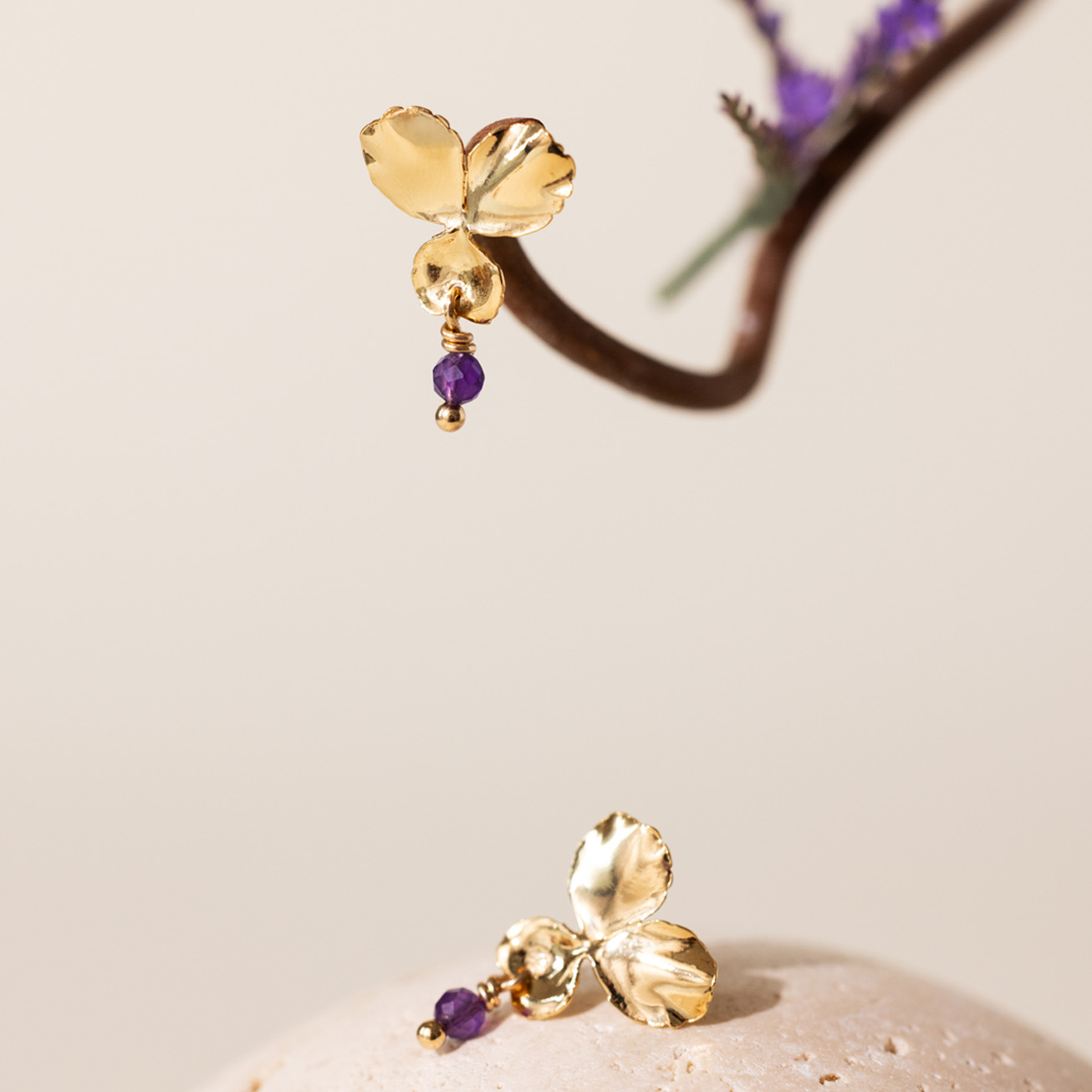 Orecchini viola del pensiero ametista