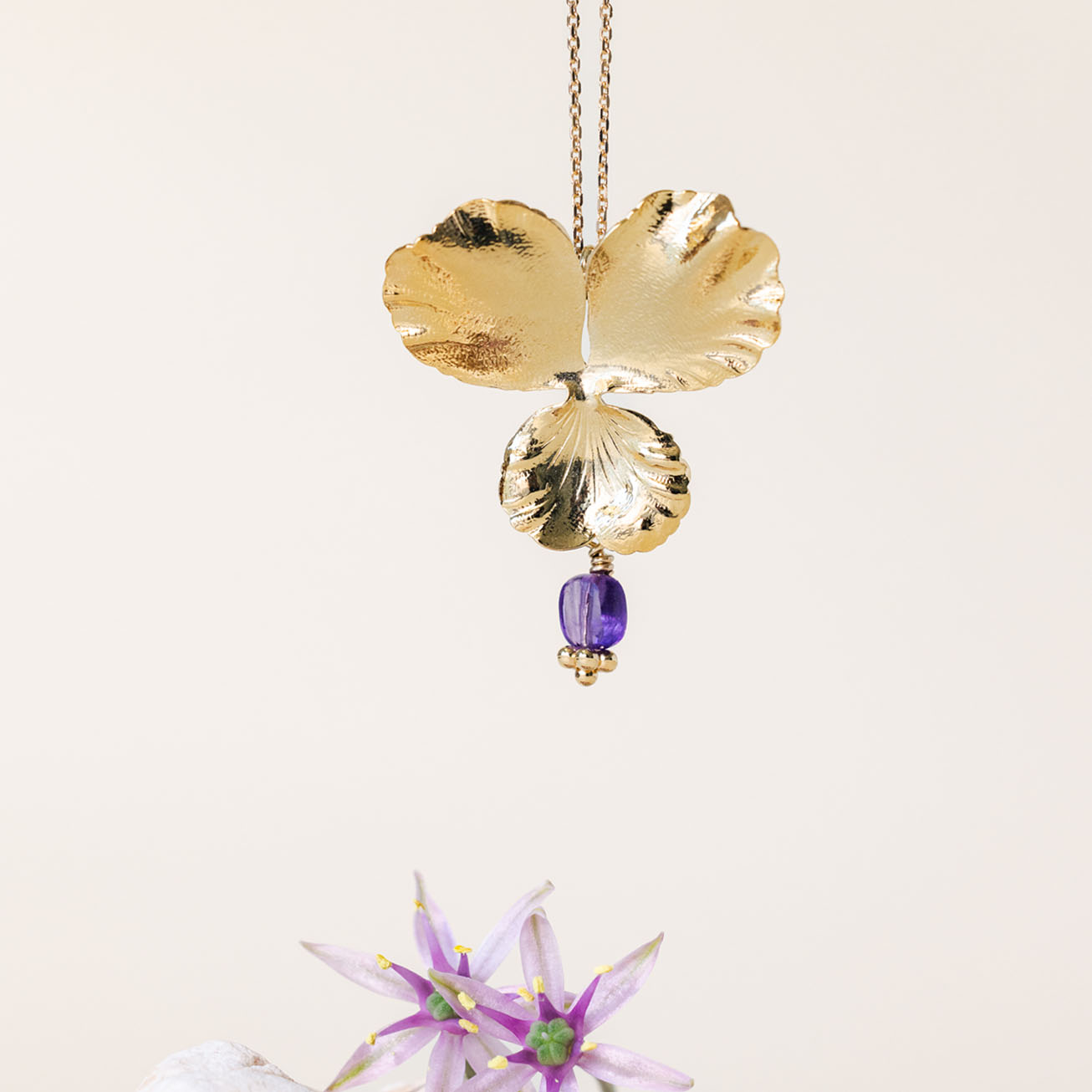 Collana viola del pensiero e ametista