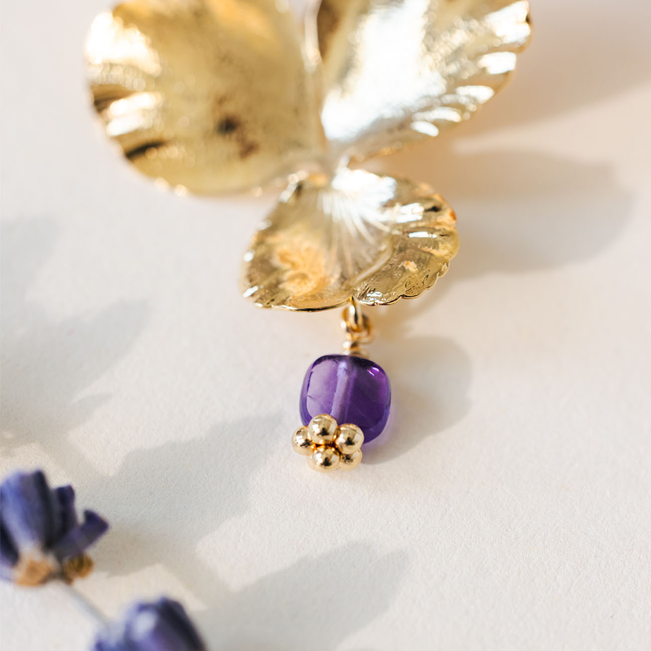 Collana viola del pensiero e ametista