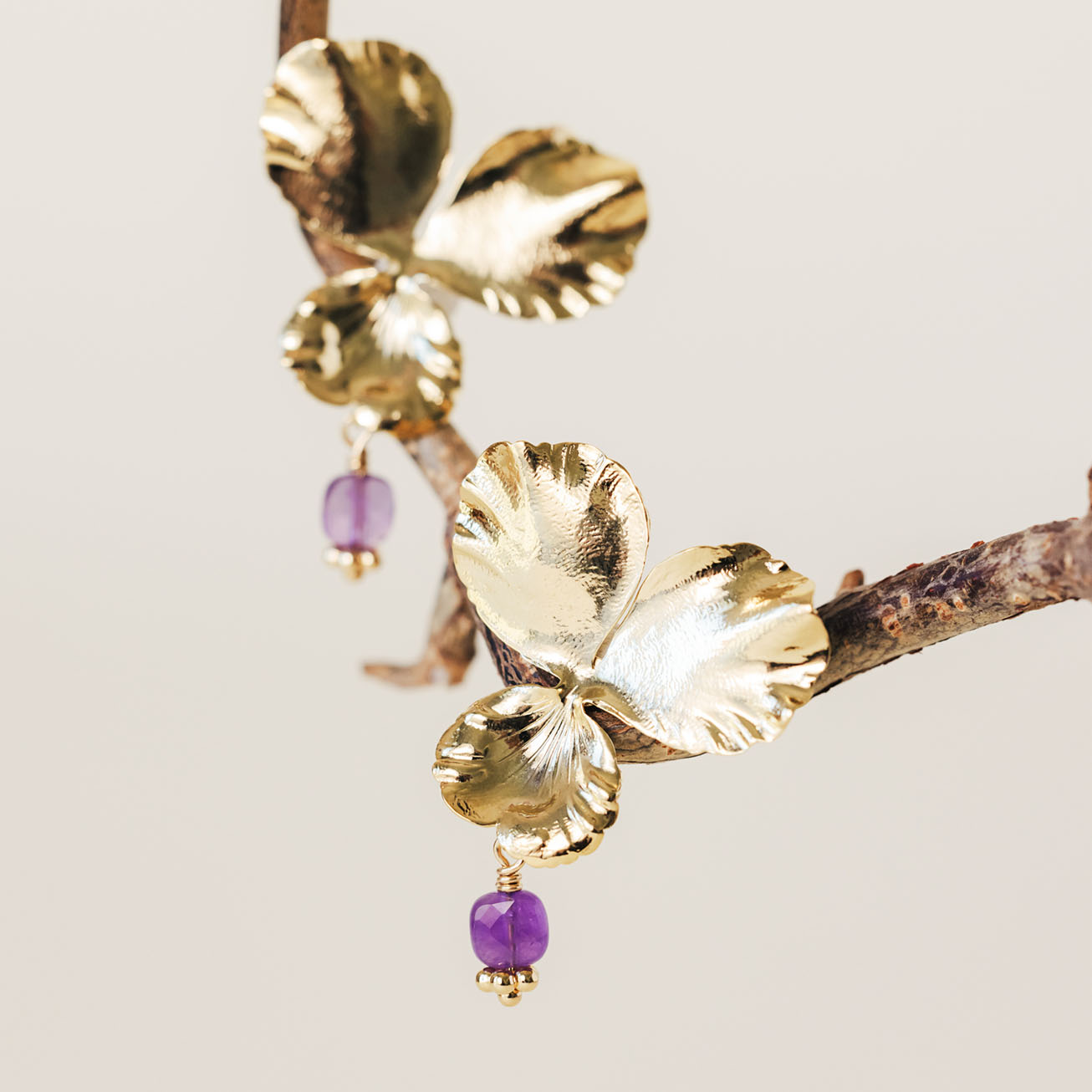 Orecchini viola del pensiero ametista