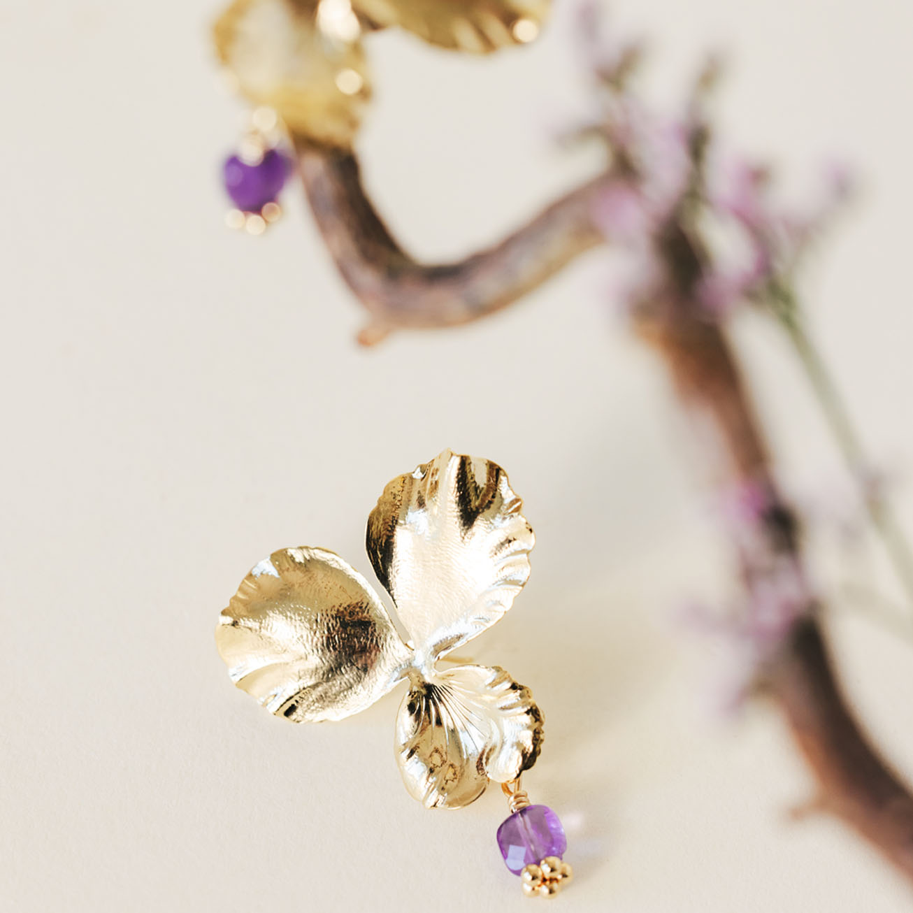 Orecchini viola del pensiero ametista