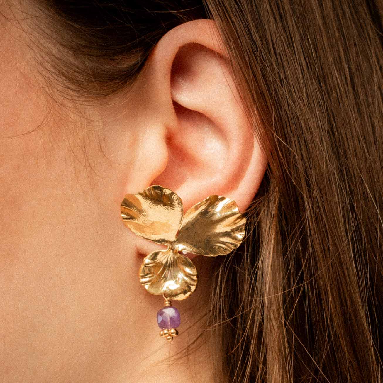 Orecchini viola del pensiero ametista