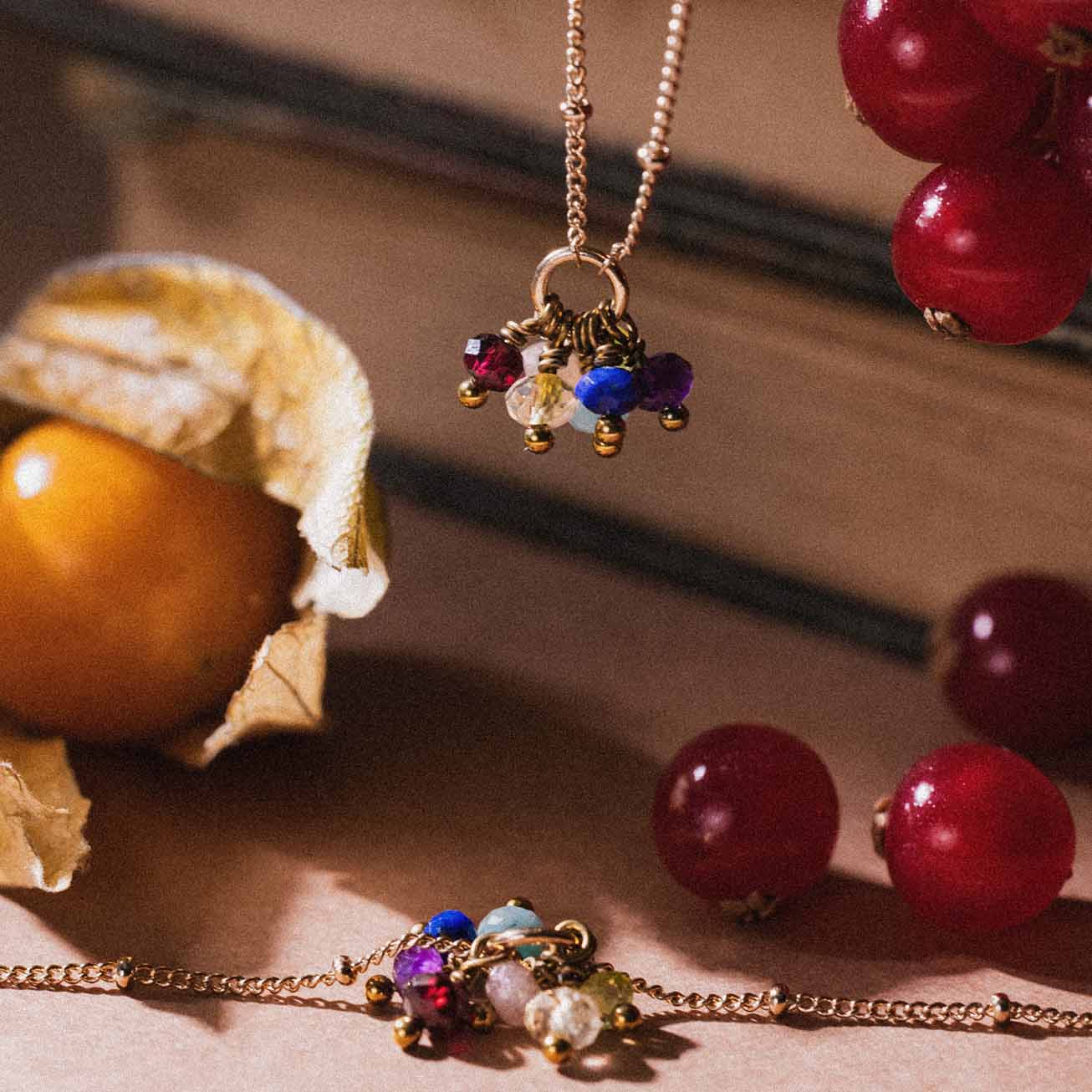Collana 7 chakra in oro e pietre naturali