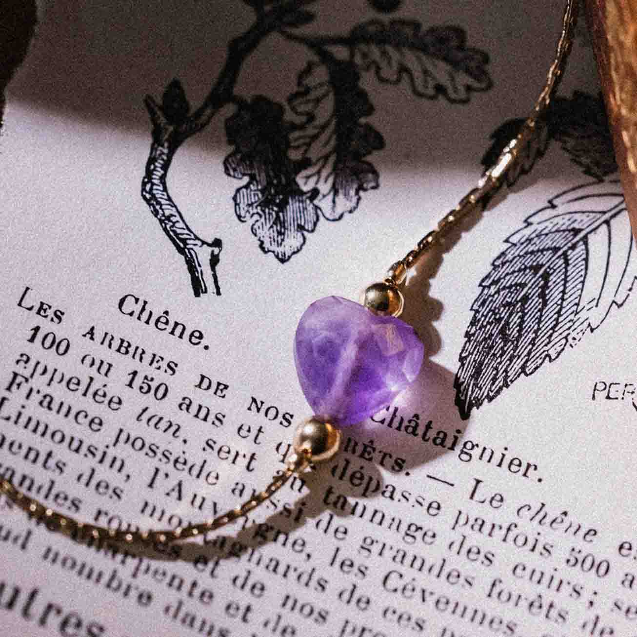 Bracciale cuore pietra ametista