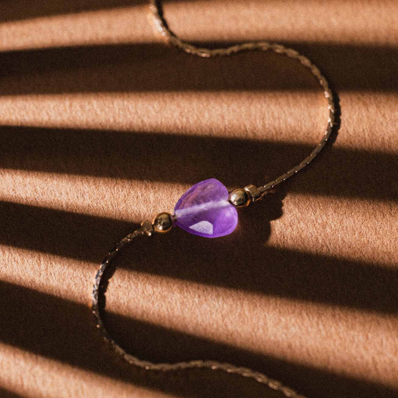 Bracciale cuore pietra ametista