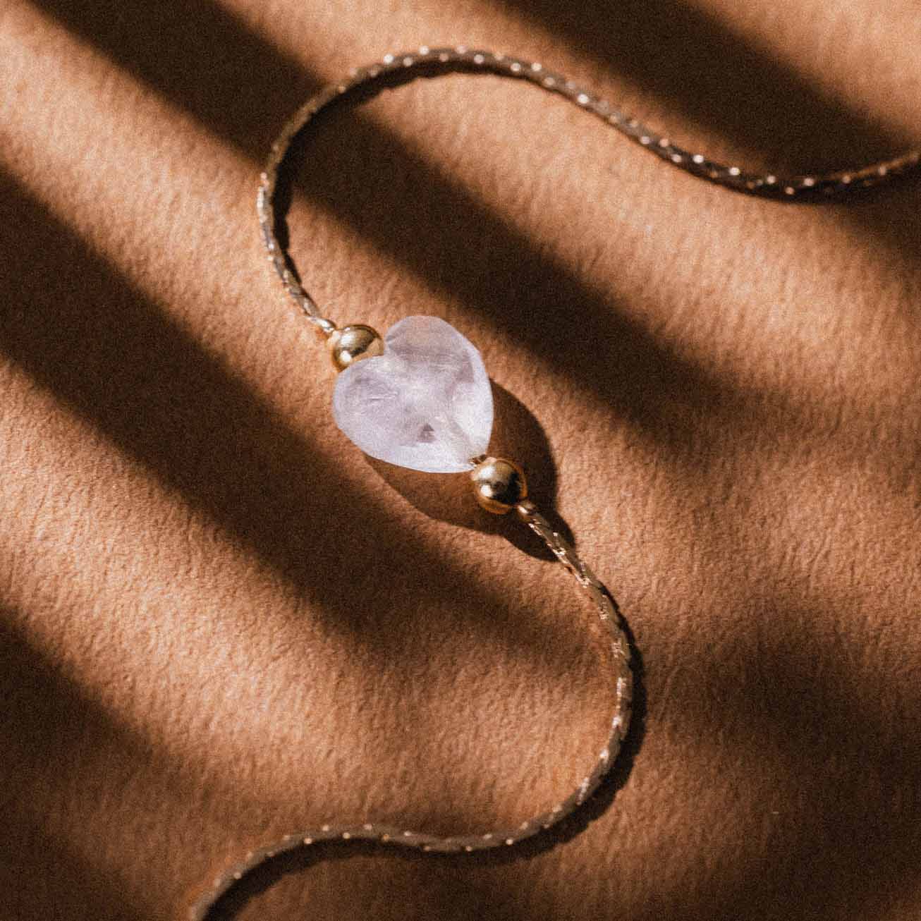 Bracciale cuore pietra cristallo di roccia